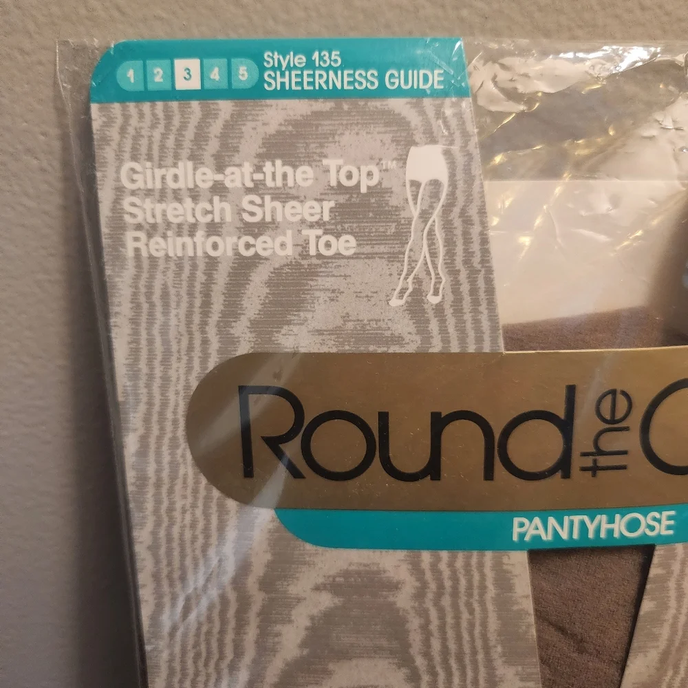 2 Pairs Round The Clock Vintage NEW Pantyhose Size B Girdle Sheer Taupe And Ice
